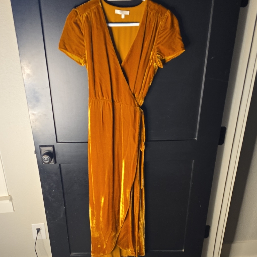 Elegant Gold Wrap Dress